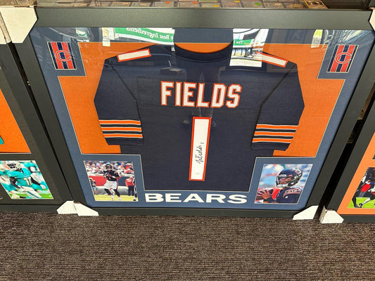 Justin Fields Signed and Framed Bears Jersey