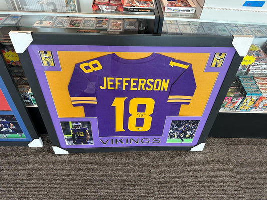 Justin Jefferson JR. Signed and Framed Vikings Jersey